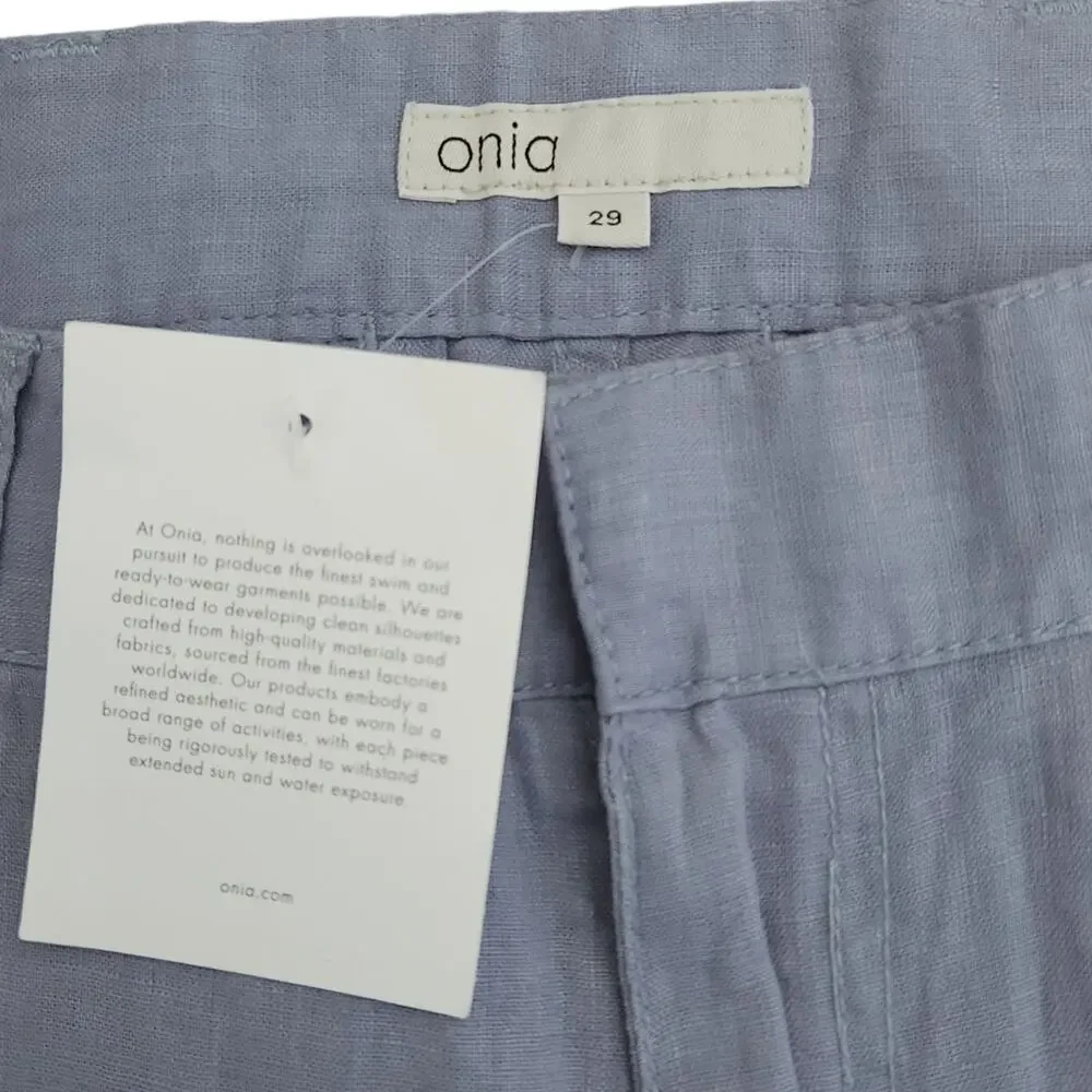 ONIA mens blue linen lightweight classic casual shorts Size 29 NEW